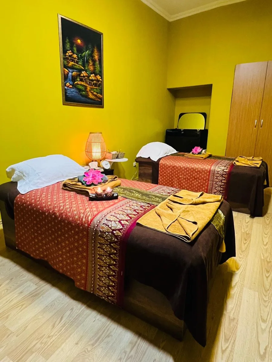 Private treatment room with Thai textiles